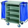 Housekeeping Cart with 4 Trays and 2 Bags, Painted Gray
